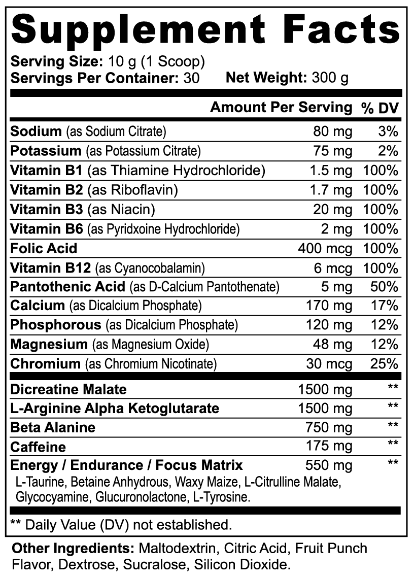 Nitric Oxide Shock Powder (Fruit Punch)
